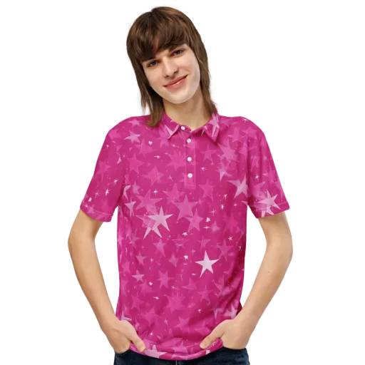 Magenta Meteor Shower on a Men's Slim Fit Polo Shirt