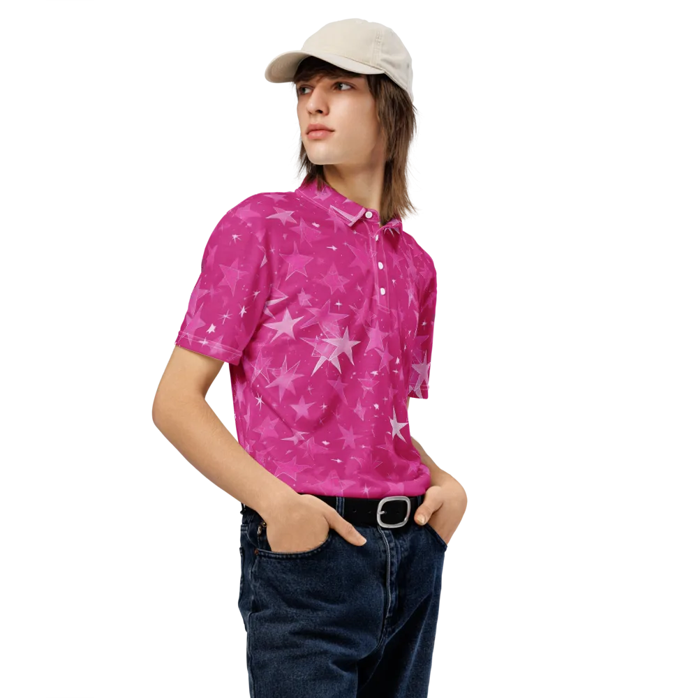 Magenta Meteor Shower on Men's Slim Fit Polo Shirt — Right Front