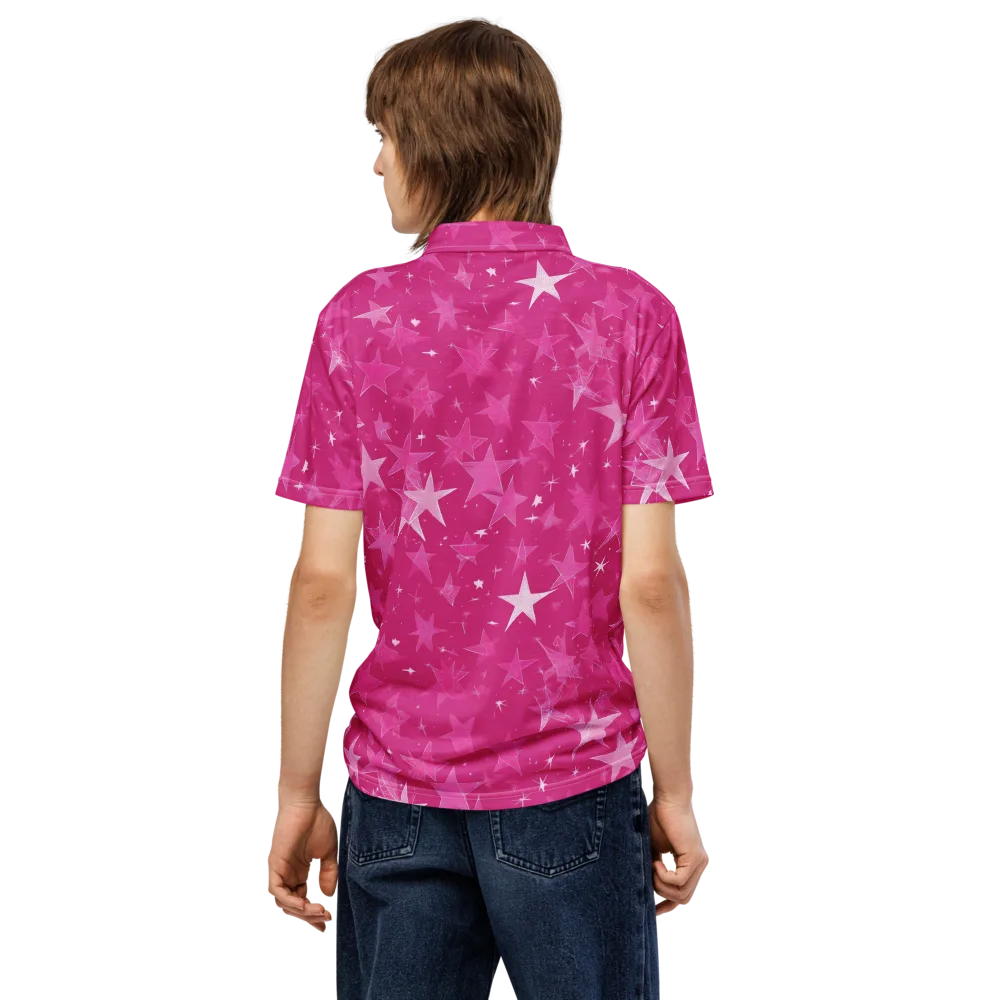 Magenta Meteor Shower on Men's Slim Fit Polo Shirt — Back