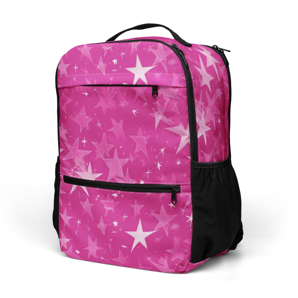 Magenta Meteor Shower on Utility Backpack — Left Front
