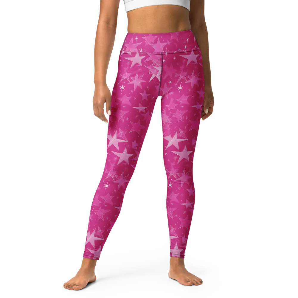 Magenta Meteor Shower on Yoga Leggings — Front