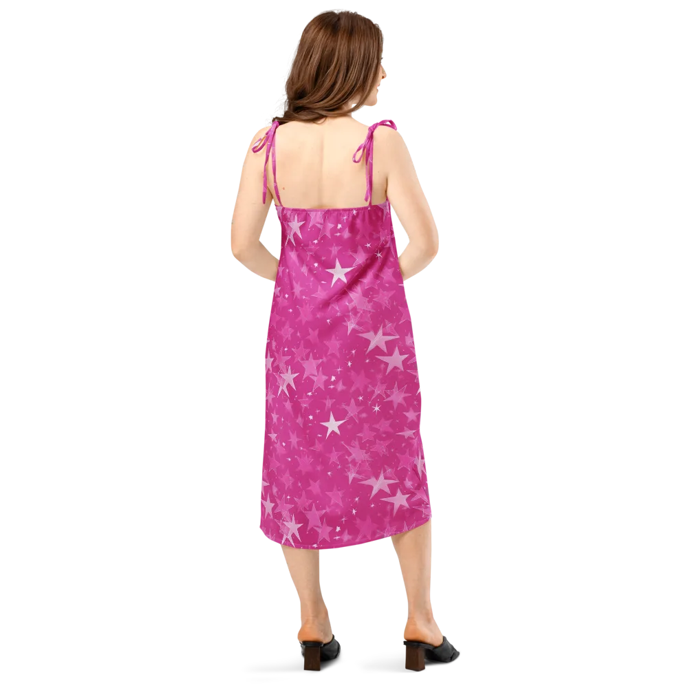 Magenta Meteor Shower on Slip Dress — Back