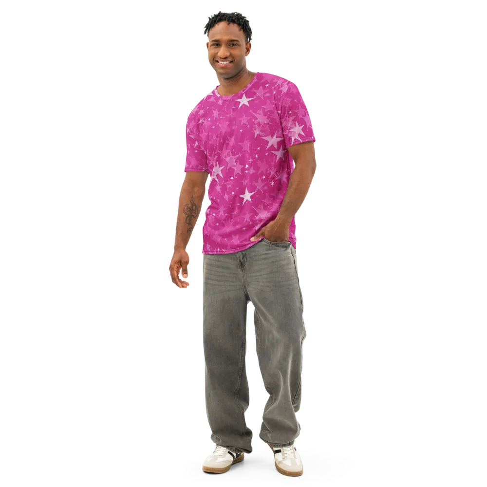 Magenta Meteor Shower on Men's Cotton Crew Neck T-Shirt — Front