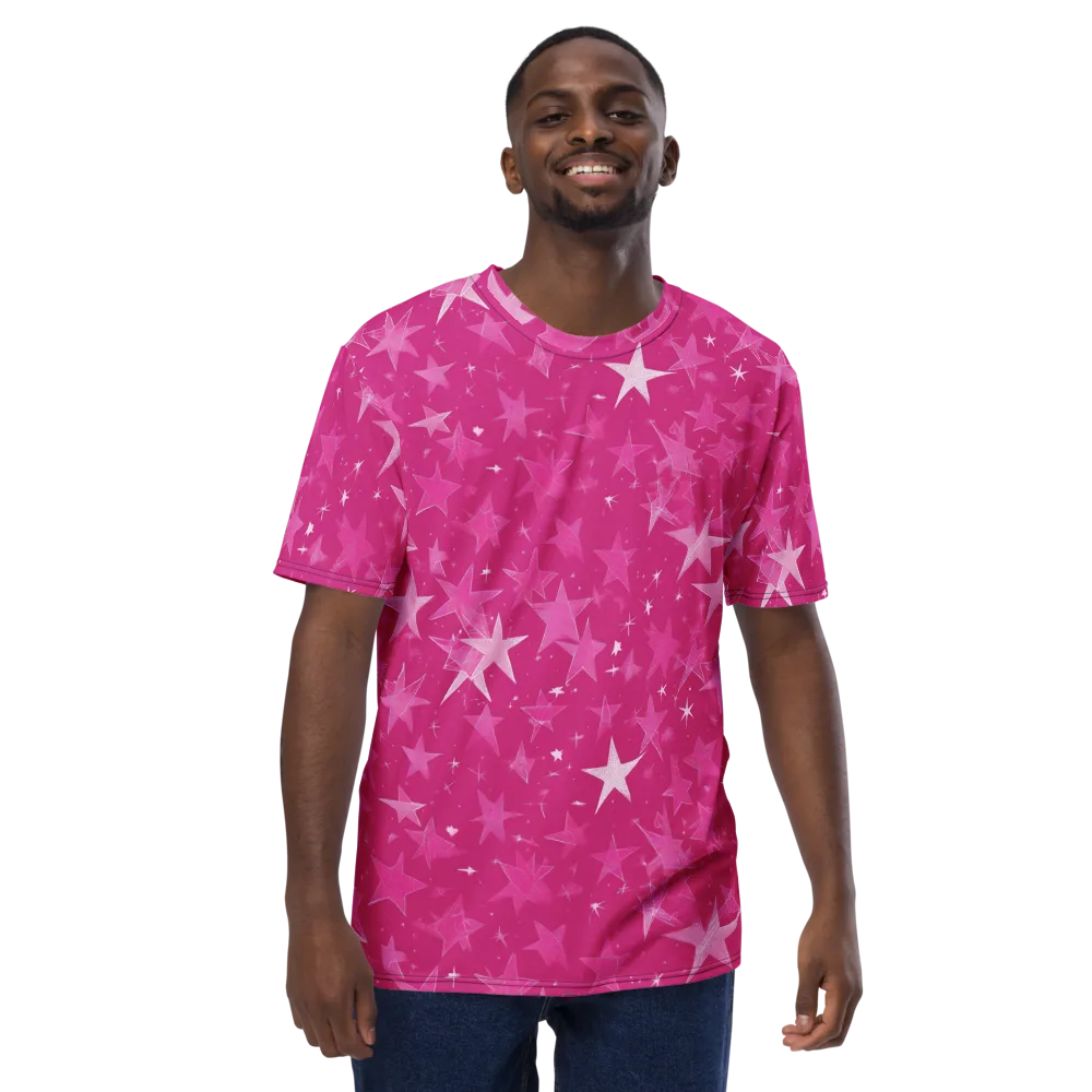 Magenta Meteor Shower on Men's Crew Neck T-Shirt — Front