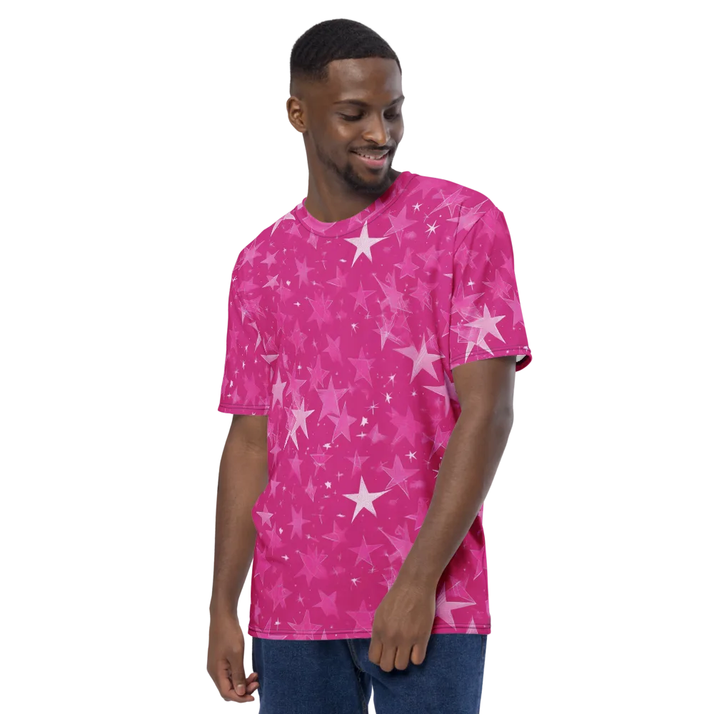 Magenta Meteor Shower on Men's Crew Neck T-Shirt — Left