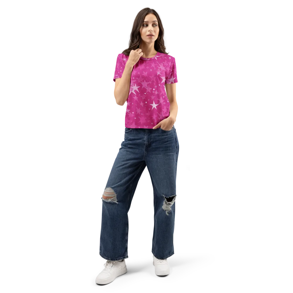 Magenta Meteor Shower on Women's Crew Neck T-Shirt — Front