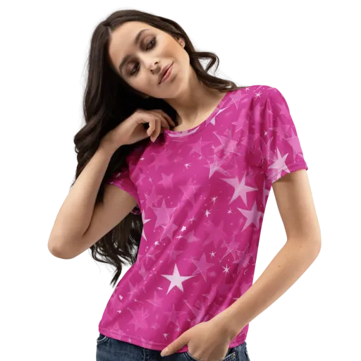 Magenta Meteor Shower on a Women's Crew Neck T-Shirt
