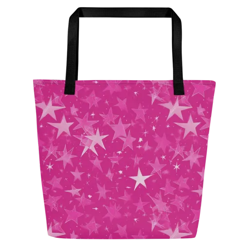 Magenta Meteor Shower on a Large Tote Bag W/ Pocket