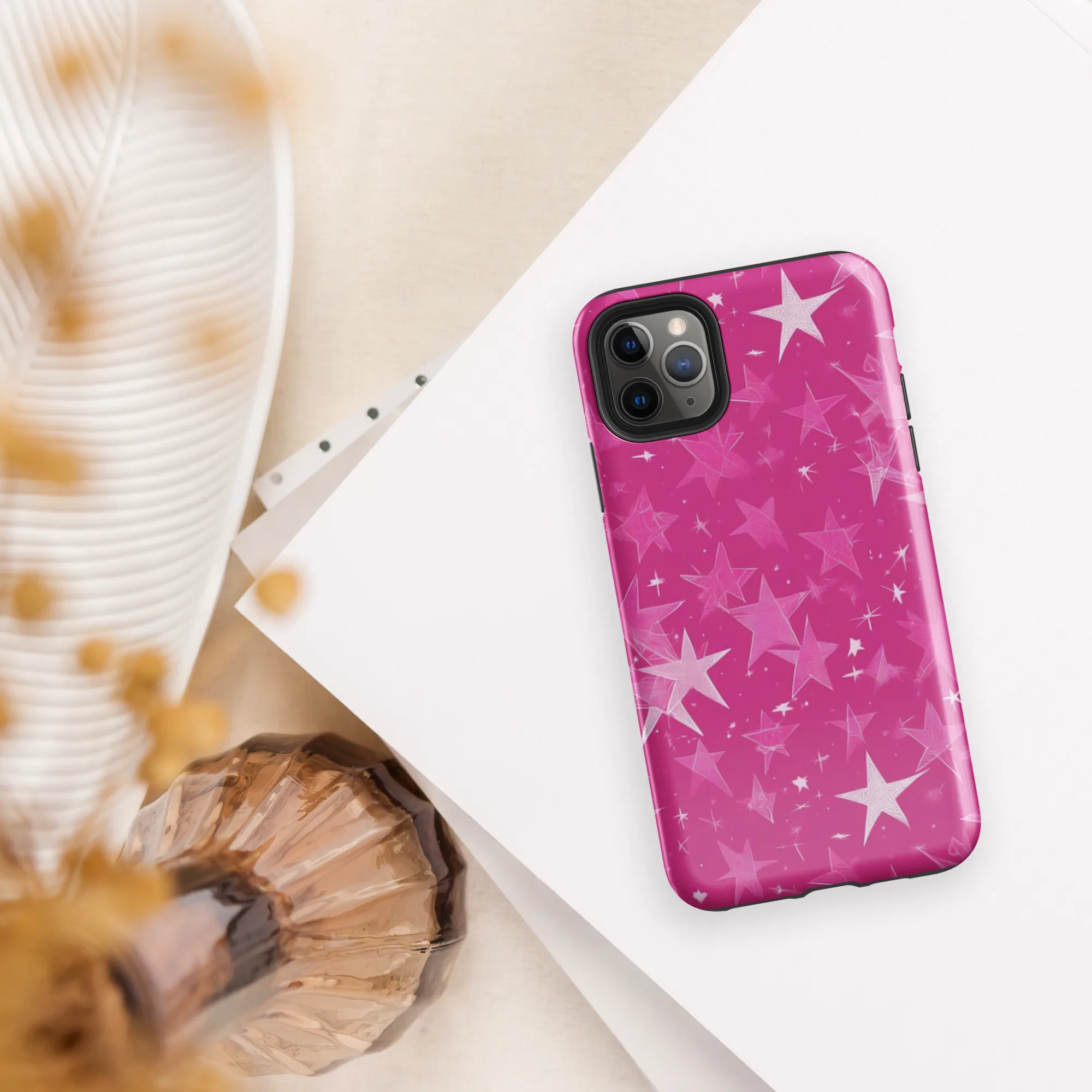 Magenta Meteor Shower on Tough Case for iPhone® — Front