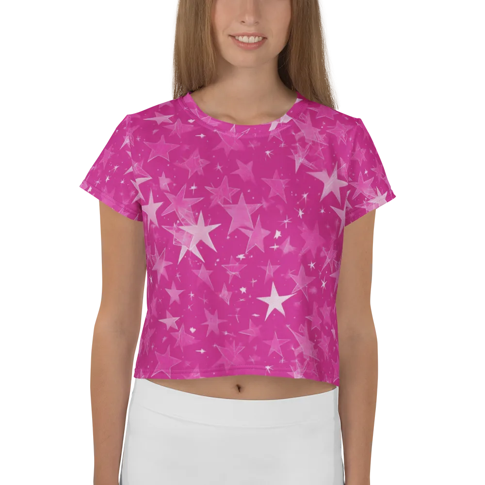 Magenta Meteor Shower on Crop Tee — Front