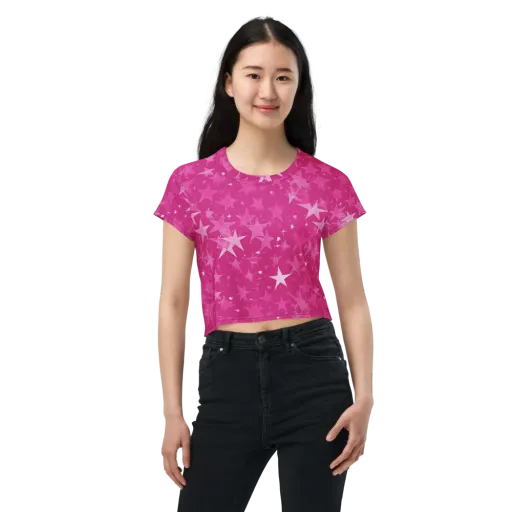 Magenta Meteor Shower on a Crop Tee