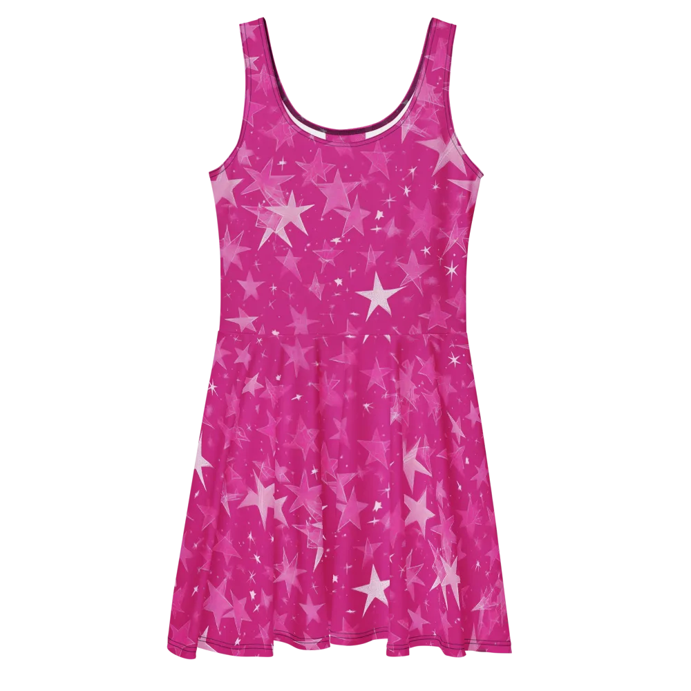 Magenta Meteor Shower on Skater Dress — Front