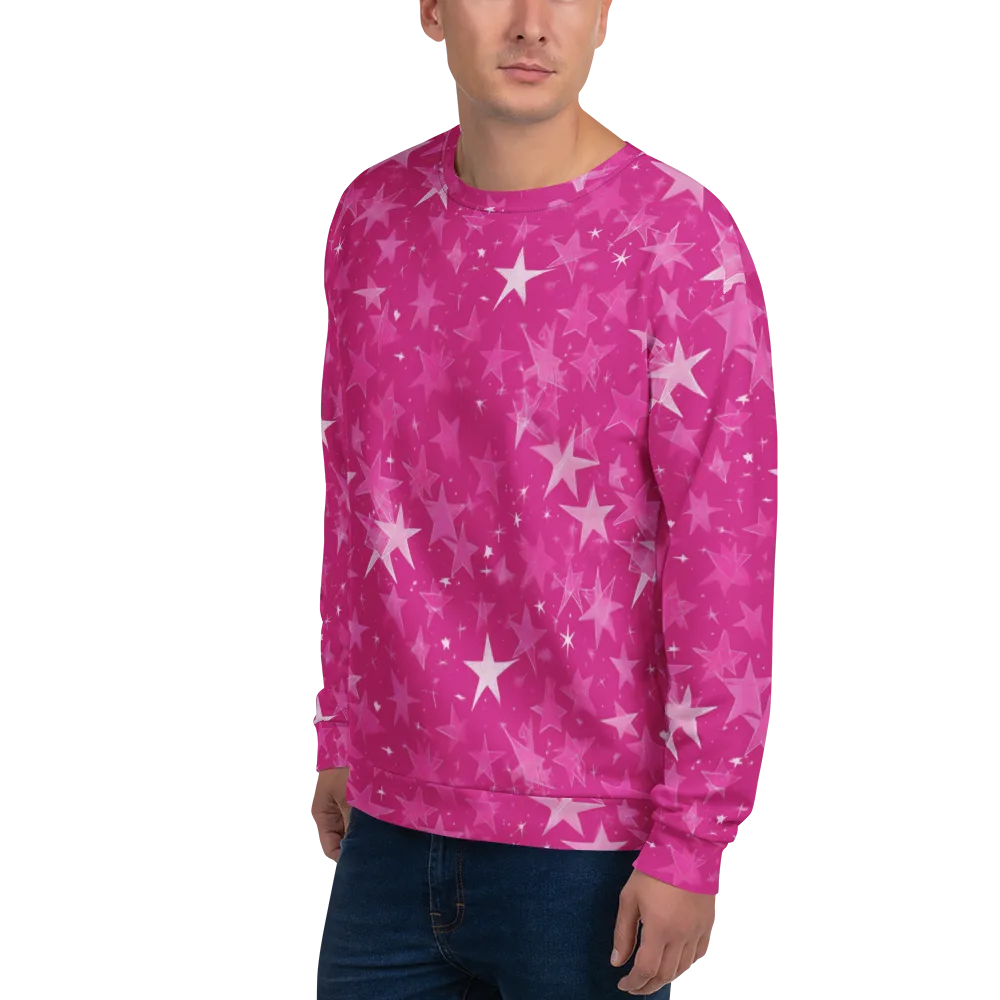 Magenta Meteor Shower on Sweatshirt — Left Front