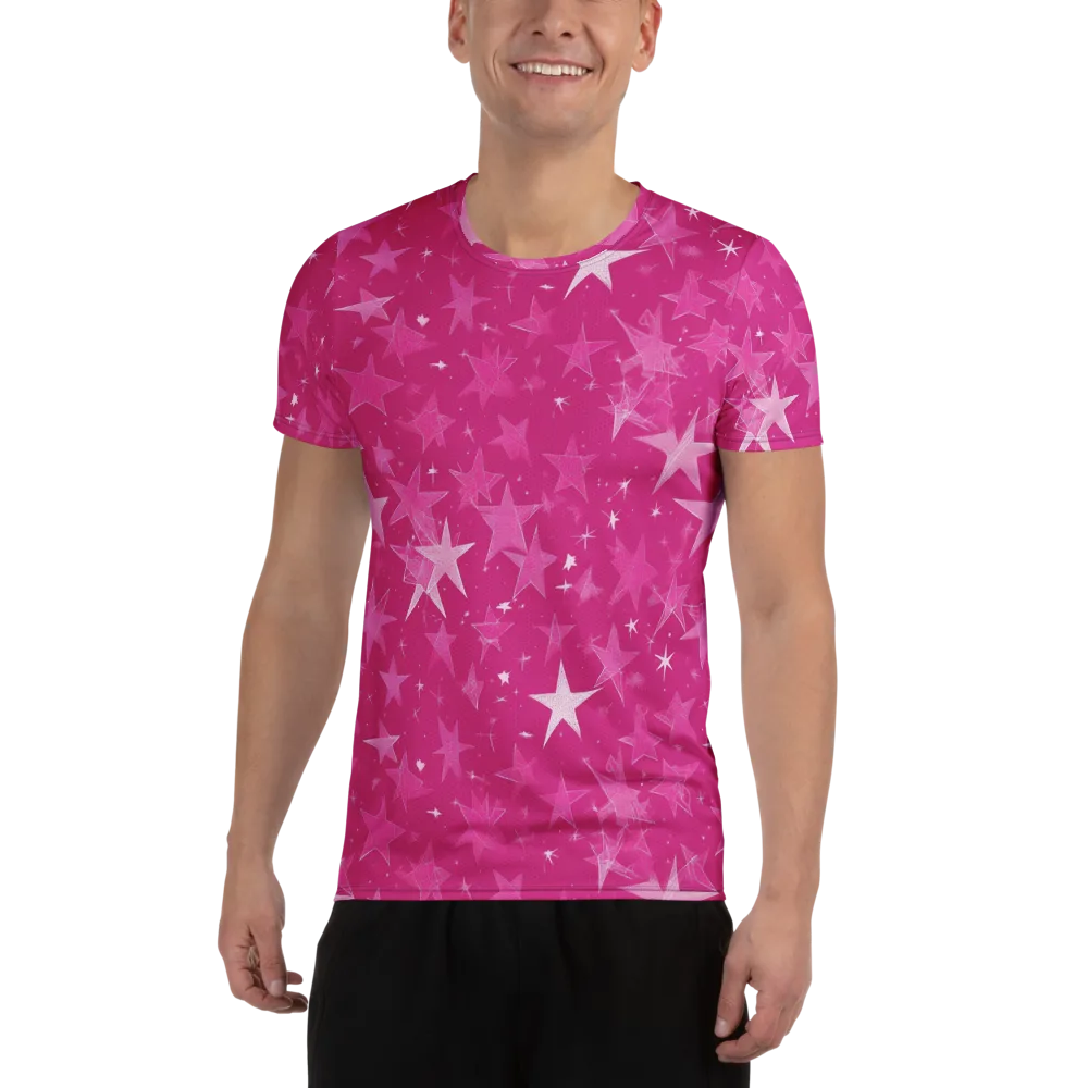 Magenta Meteor Shower on Men's Athletic T-Shirt — Front