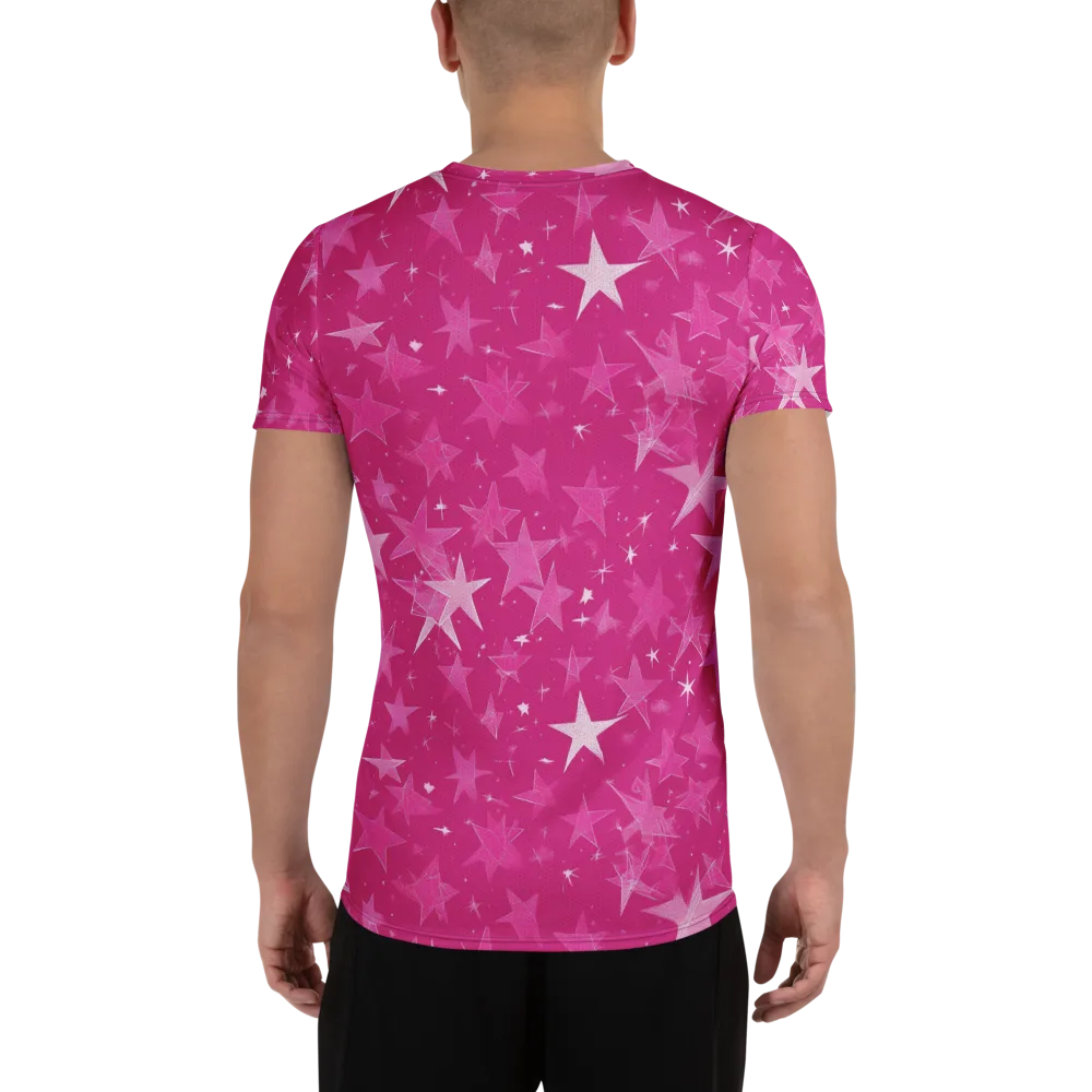 Magenta Meteor Shower on Men's Athletic T-Shirt — Back