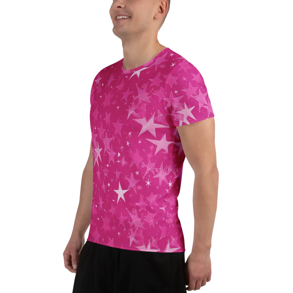 Magenta Meteor Shower on Men's Athletic T-Shirt — Left