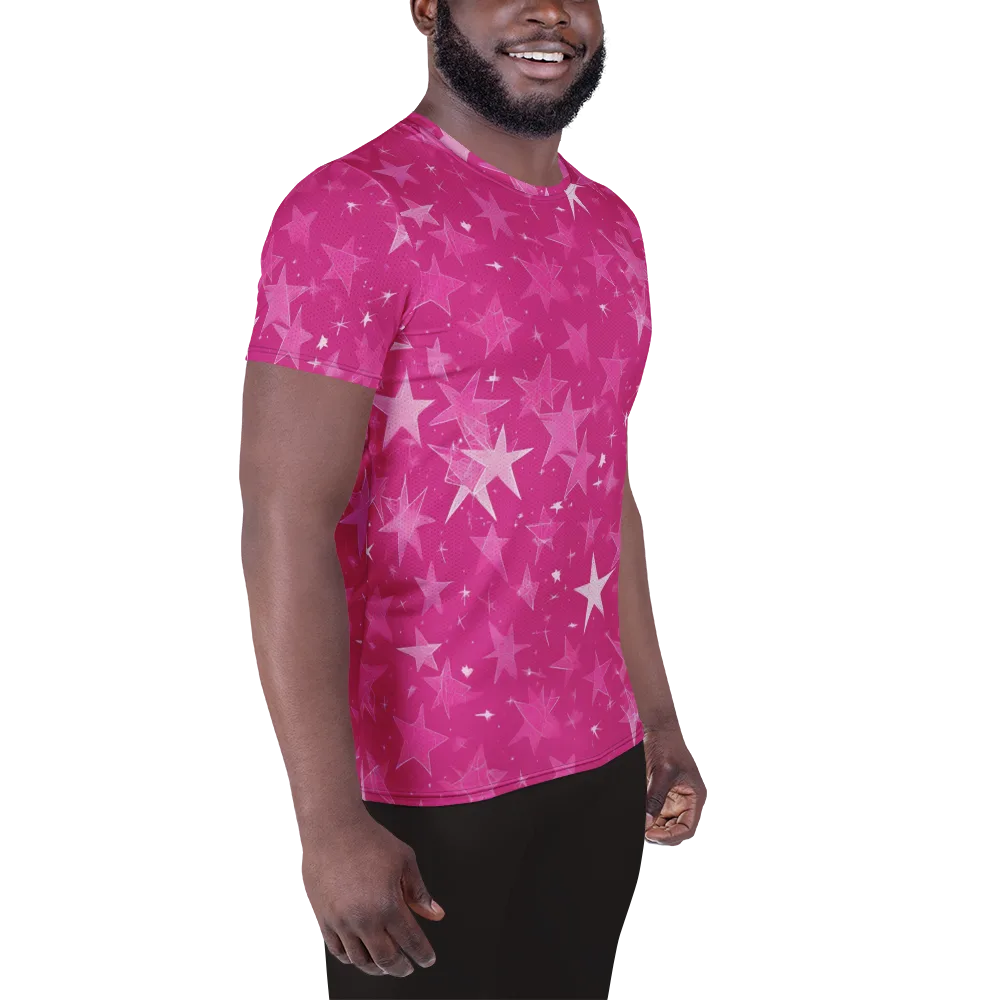 Magenta Meteor Shower on Men's Athletic T-Shirt — Right