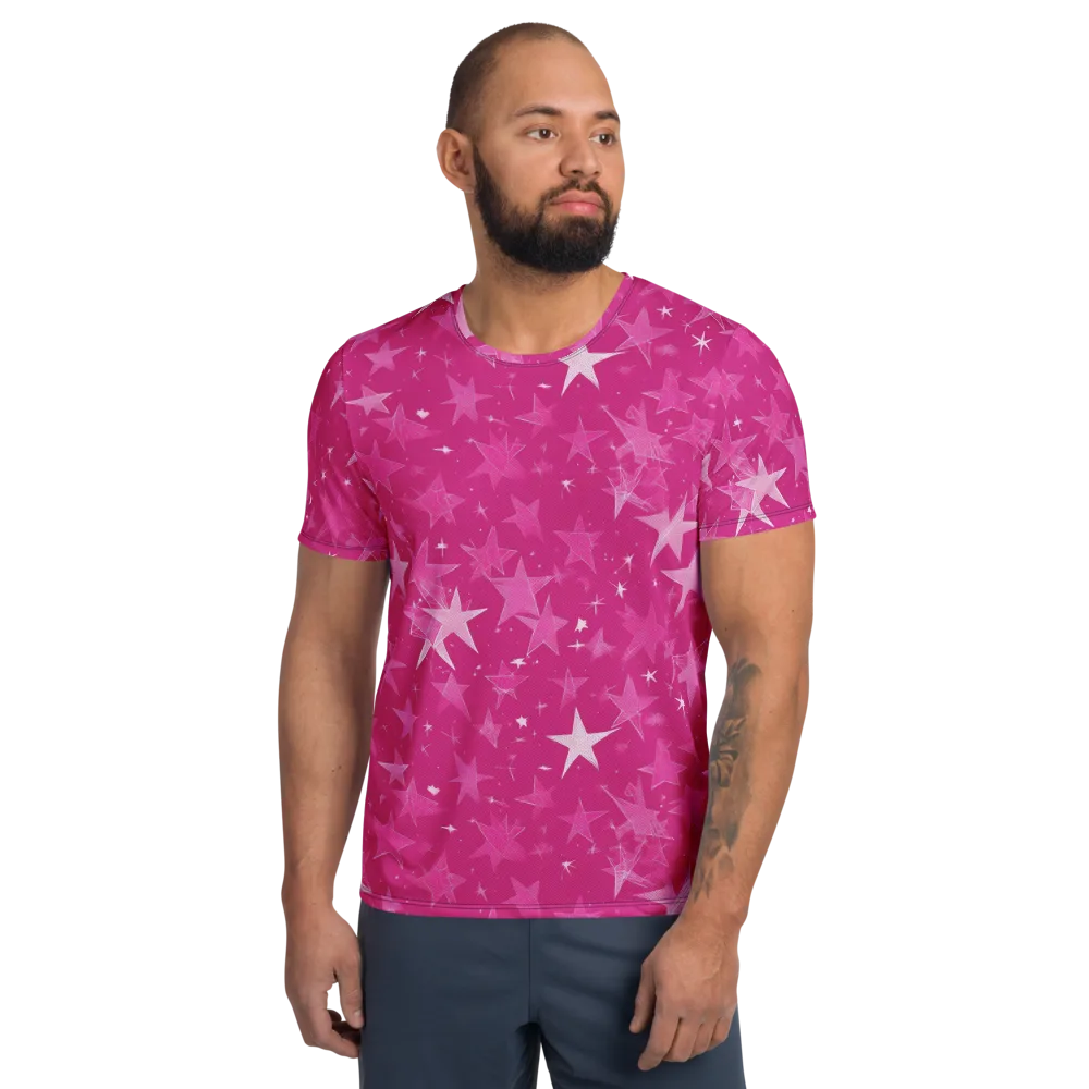 Magenta Meteor Shower on Men's Athletic T-Shirt — Front