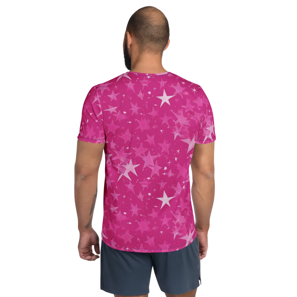 Magenta Meteor Shower on Men's Athletic T-Shirt — Back