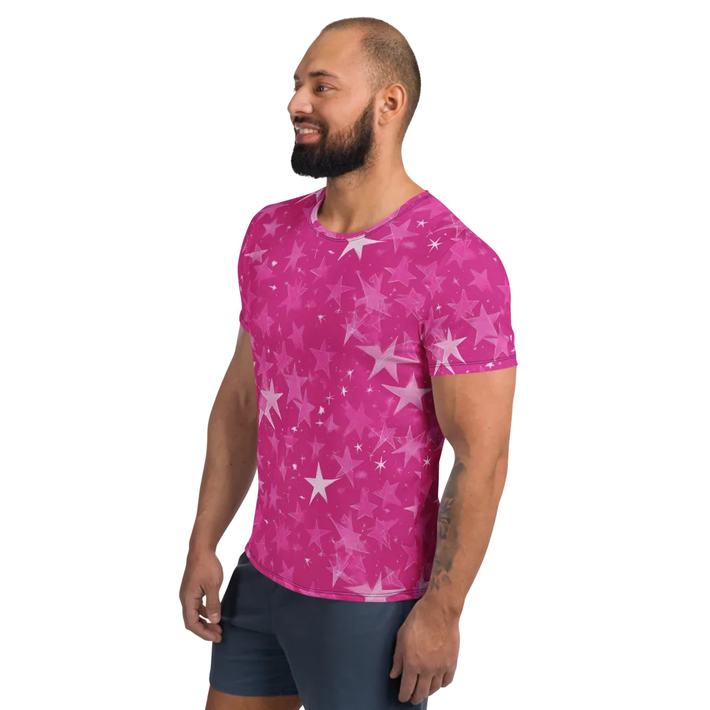 Magenta Meteor Shower on Men's Athletic T-Shirt — Left