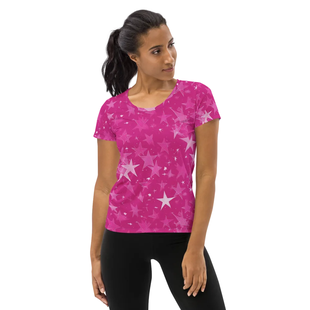 Magenta Meteor Shower on Women's Athletic T-Shirt — Front