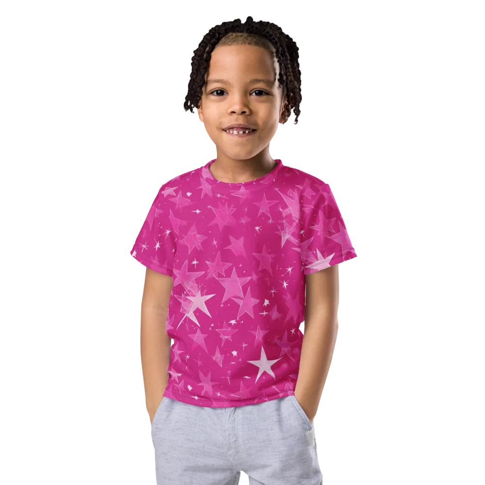 Magenta Meteor Shower on Kids Crew Neck T-Shirt — Front