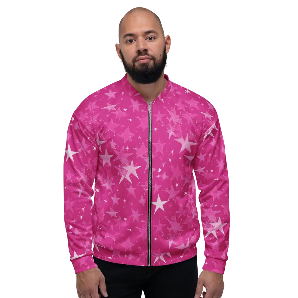 Magenta Meteor Shower on Bomber Jacket — Front