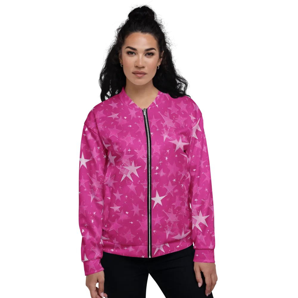 Magenta Meteor Shower on Bomber Jacket — Front