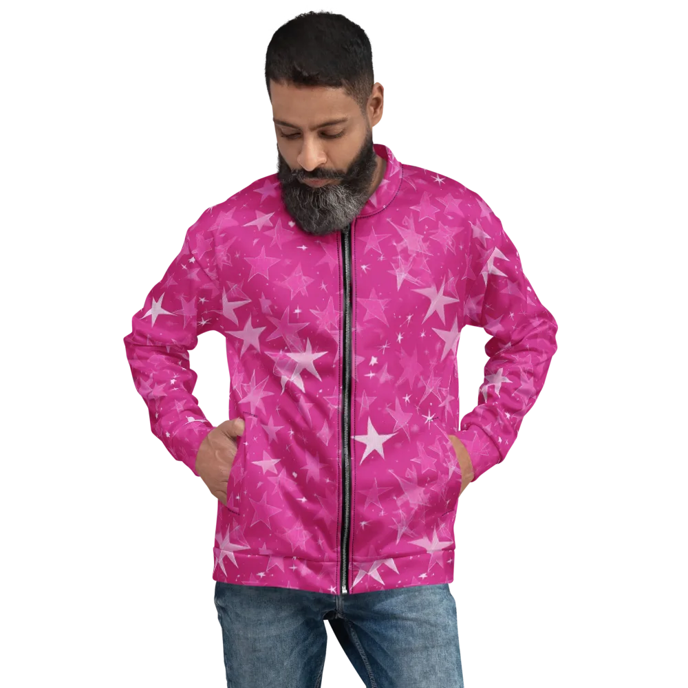 Magenta Meteor Shower on Bomber Jacket — Front