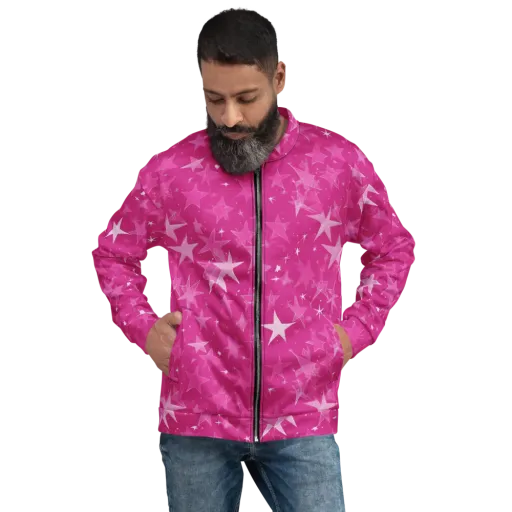 Magenta Meteor Shower on a Bomber Jacket