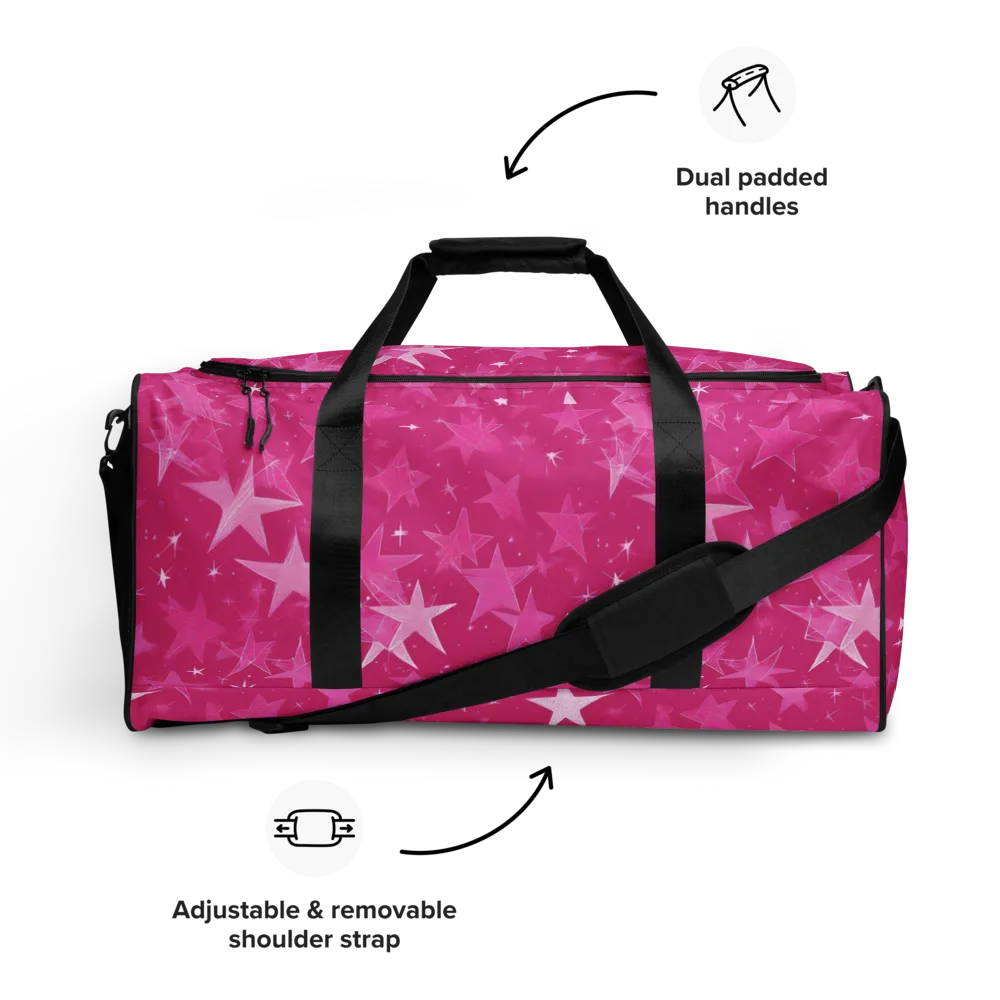 Magenta Meteor Shower on Duffle Bag — Front