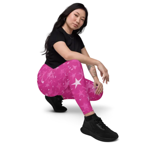 Magenta Meteor Shower on a Leggings with Pockets