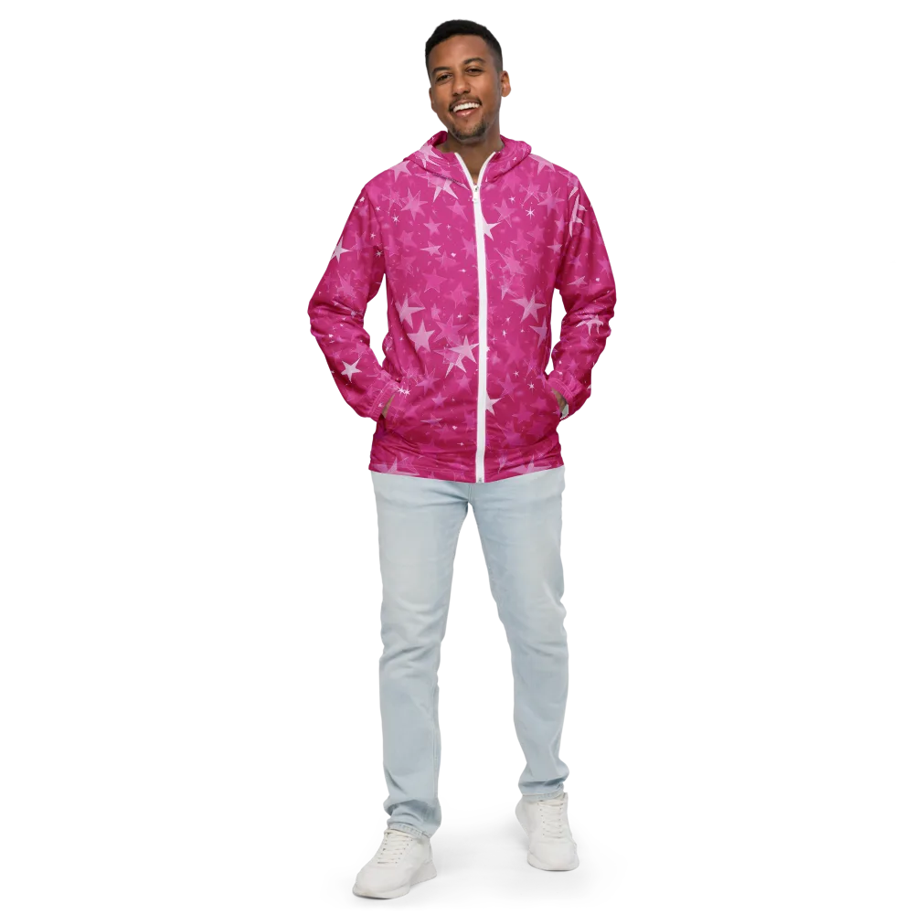Magenta Meteor Shower on Men's Windbreaker — Front