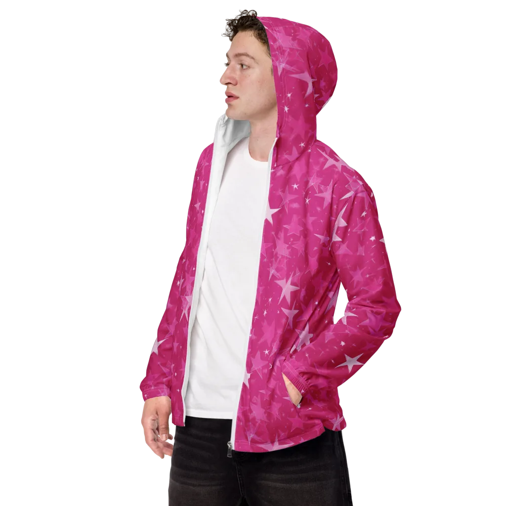 Magenta Meteor Shower on Men's Windbreaker — Left Front