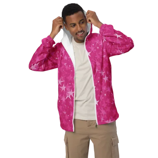 Magenta Meteor Shower on a Men's Windbreaker