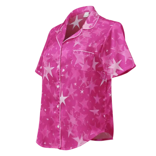 Magenta Meteor Shower on a Women's Short Sleeve Pajama Top