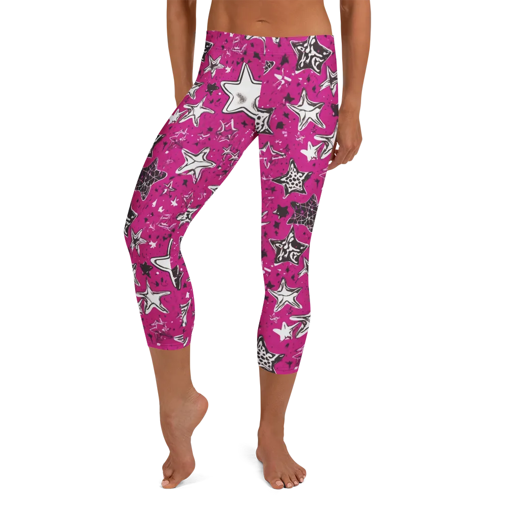 Electric Starfall on Capri Leggings — Front