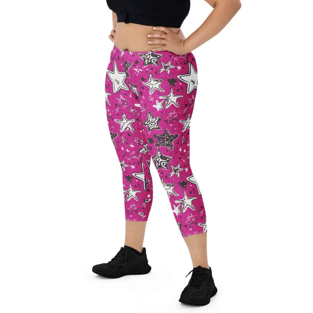 Electric Starfall on Capri Leggings — Front