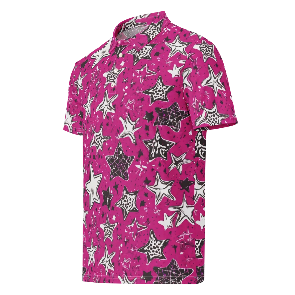Electric Starfall on Men's Slim Fit Polo Shirt — Left Front