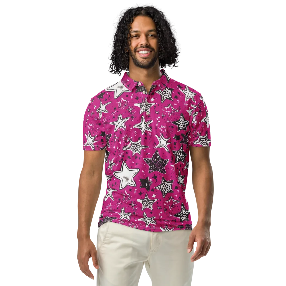 Electric Starfall on Men's Slim Fit Polo Shirt — Front