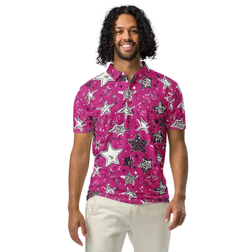 Electric Starfall on a Men's Slim Fit Polo Shirt