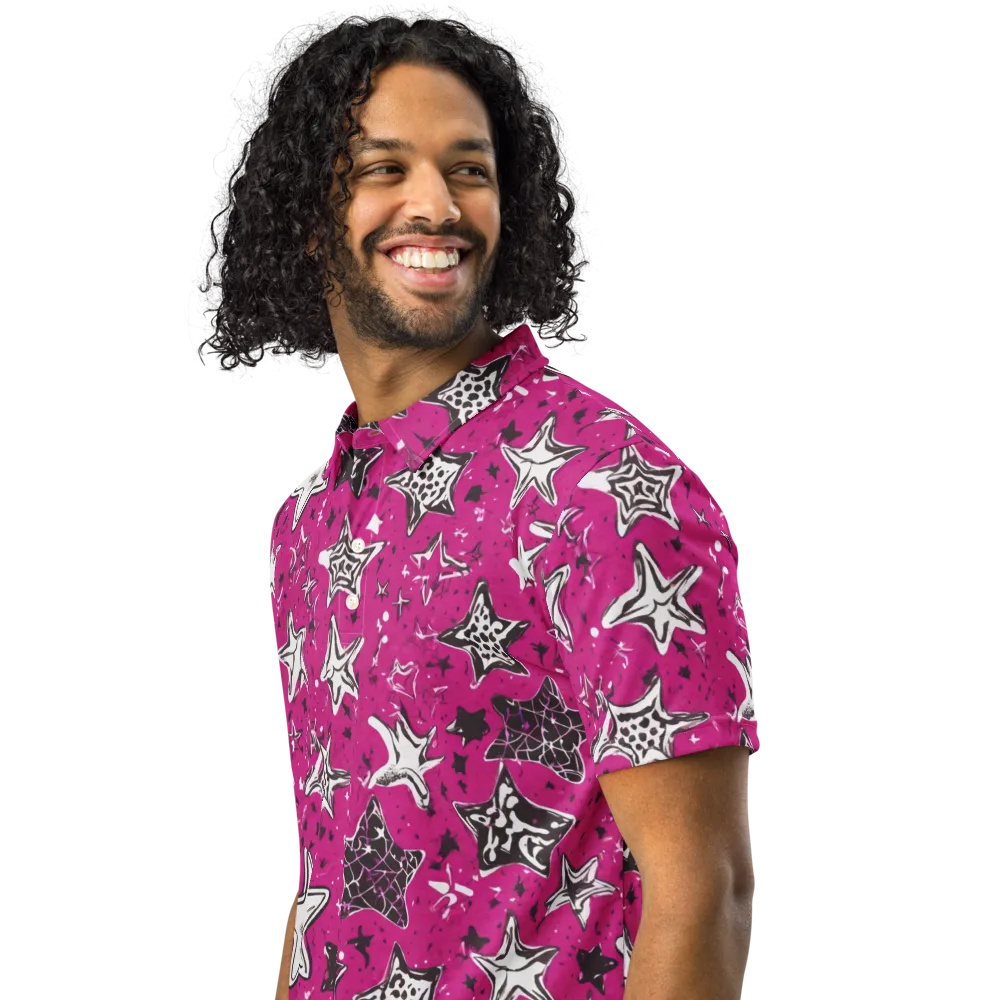 Electric Starfall on Men's Slim Fit Polo Shirt — Left Front