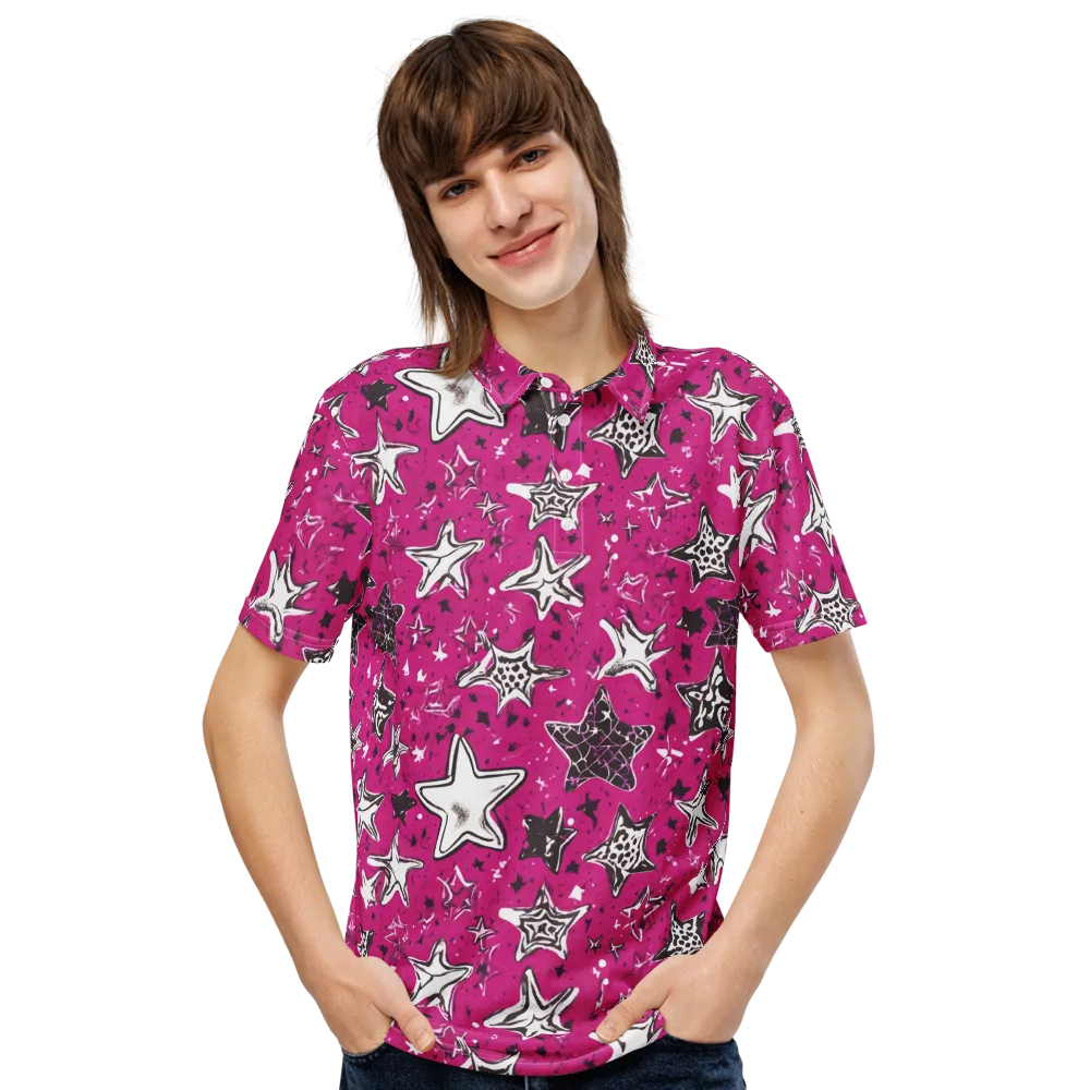 Electric Starfall on Men's Slim Fit Polo Shirt — Front