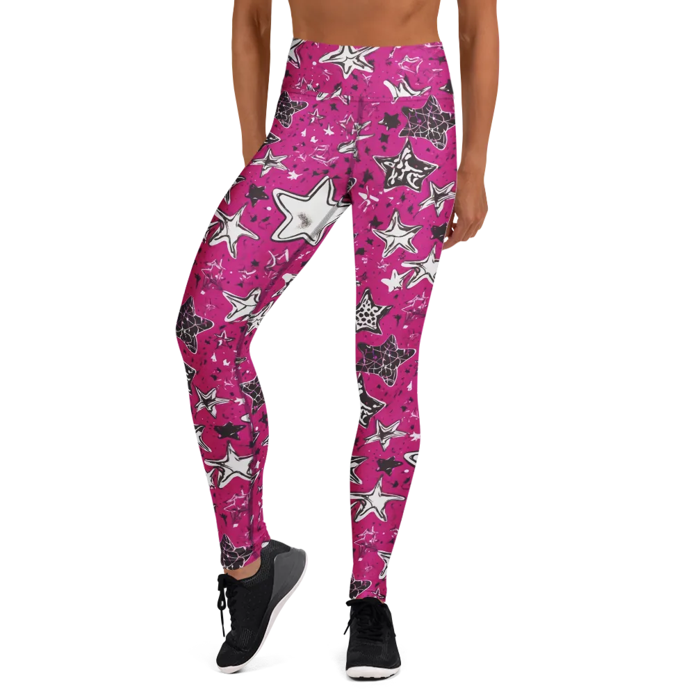 Electric Starfall on Yoga Leggings — Front
