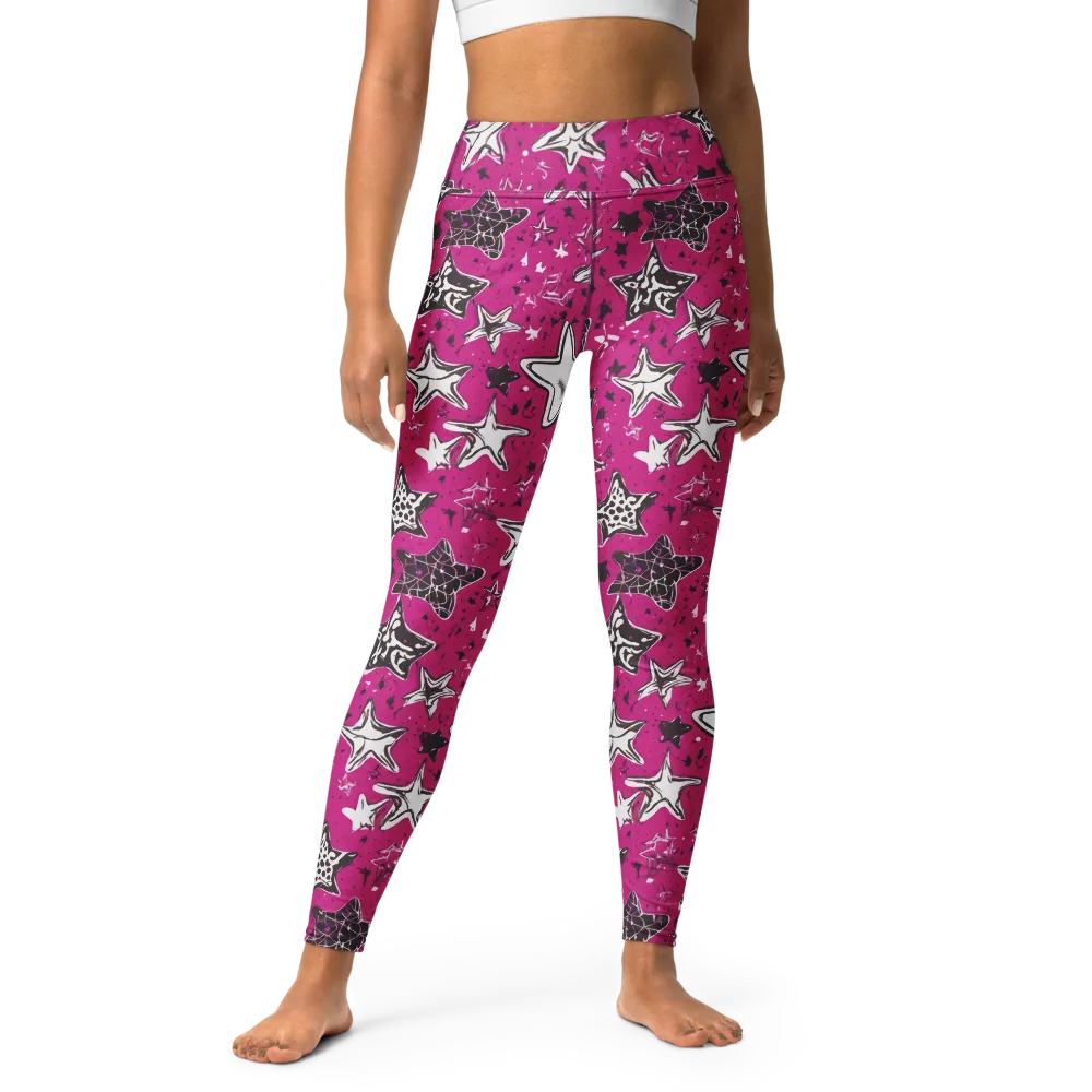 Electric Starfall on Yoga Leggings — Front