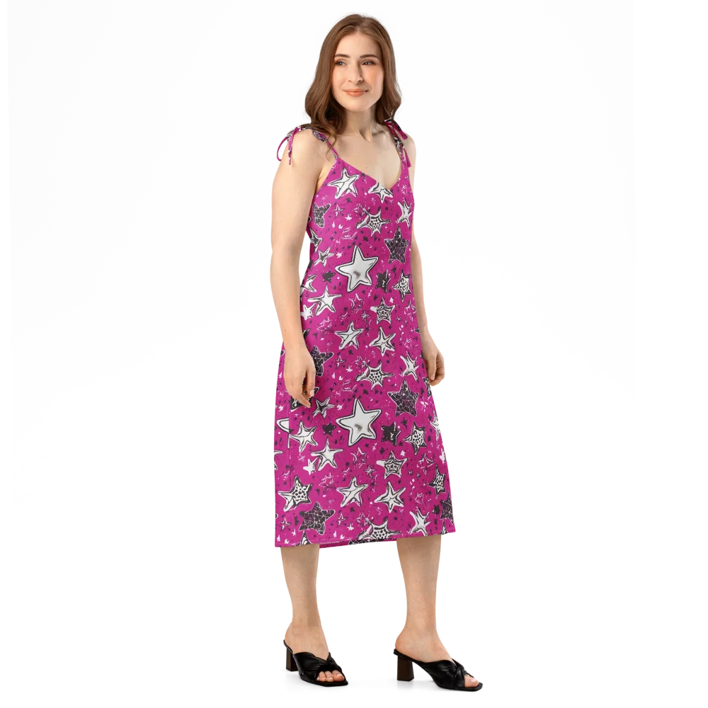 Electric Starfall on Slip Dress — Right Front