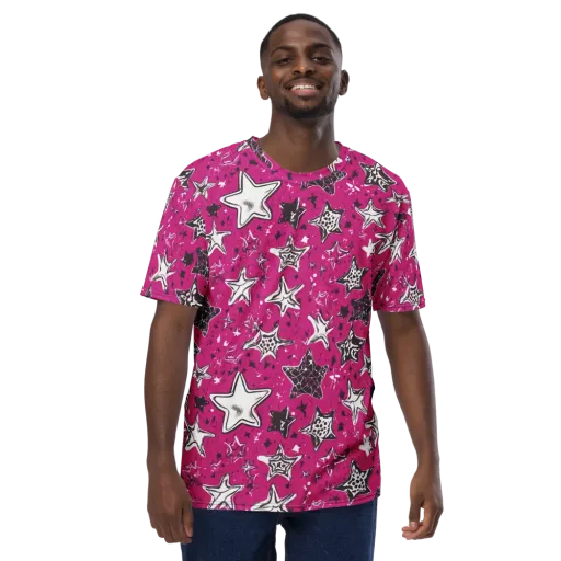 Electric Starfall on a Men's Crew Neck T-Shirt