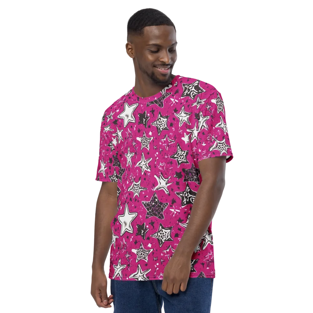 Electric Starfall on Men's Crew Neck T-Shirt — Left