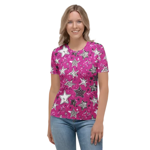 Electric Starfall on a Women's Crew Neck T-Shirt