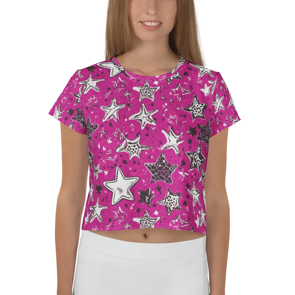 Electric Starfall on Crop Tee — Front